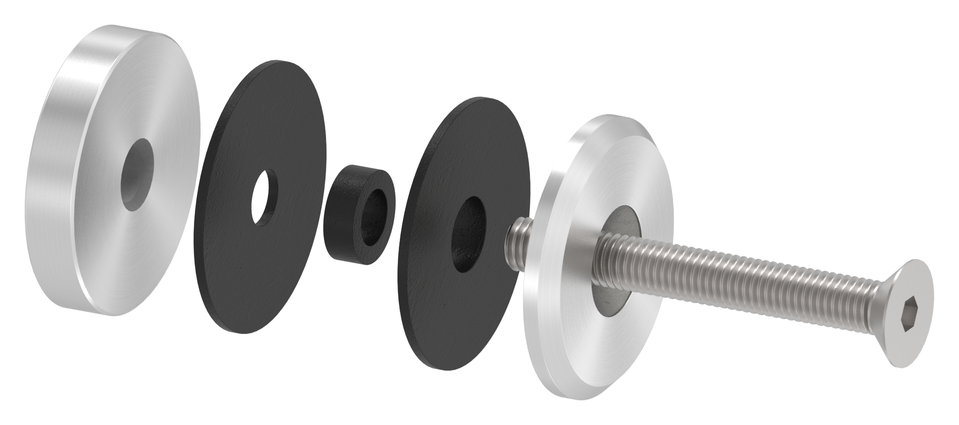 Glaspunkthalter 52mm, flach, mit Schraube, V4A