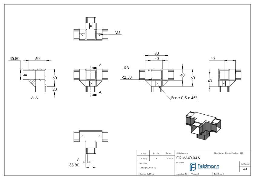 CORNECT T-Stück mit seitlichem Abgang Set