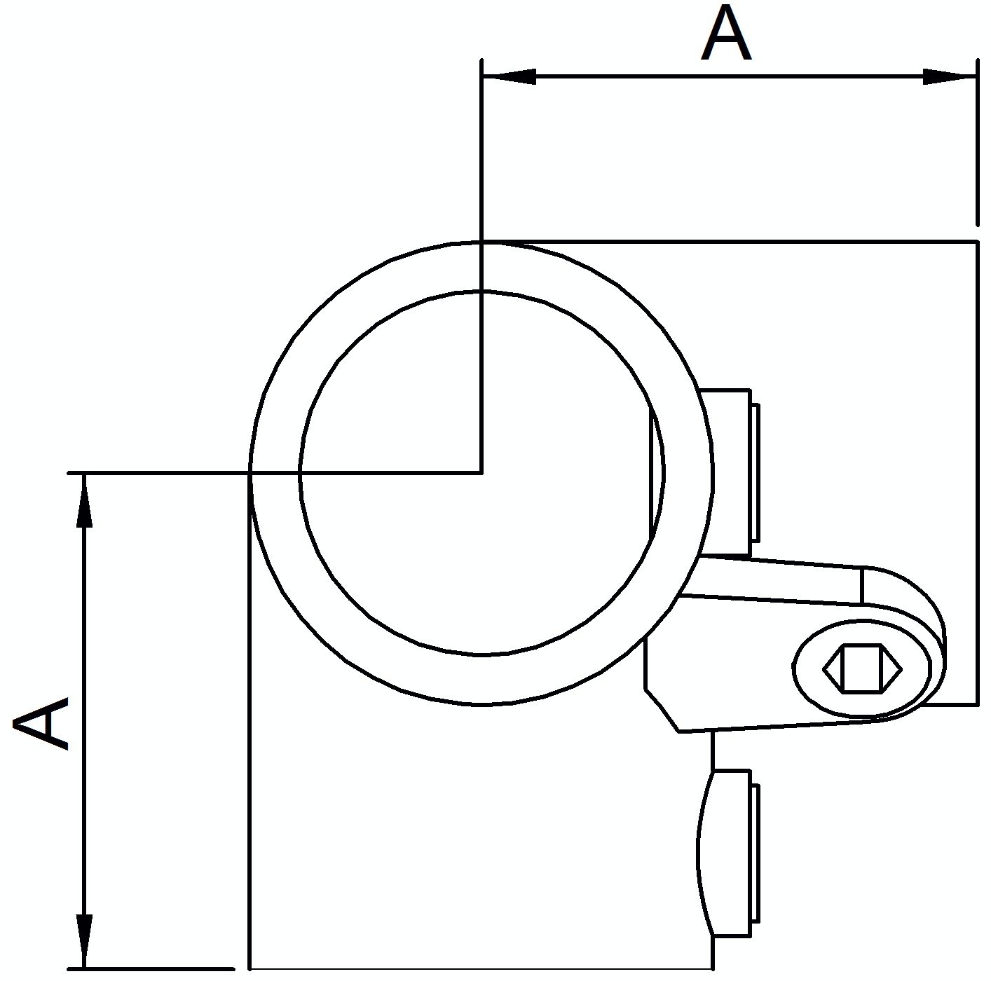 Eckstück, für Rohr Ø 21,3mm