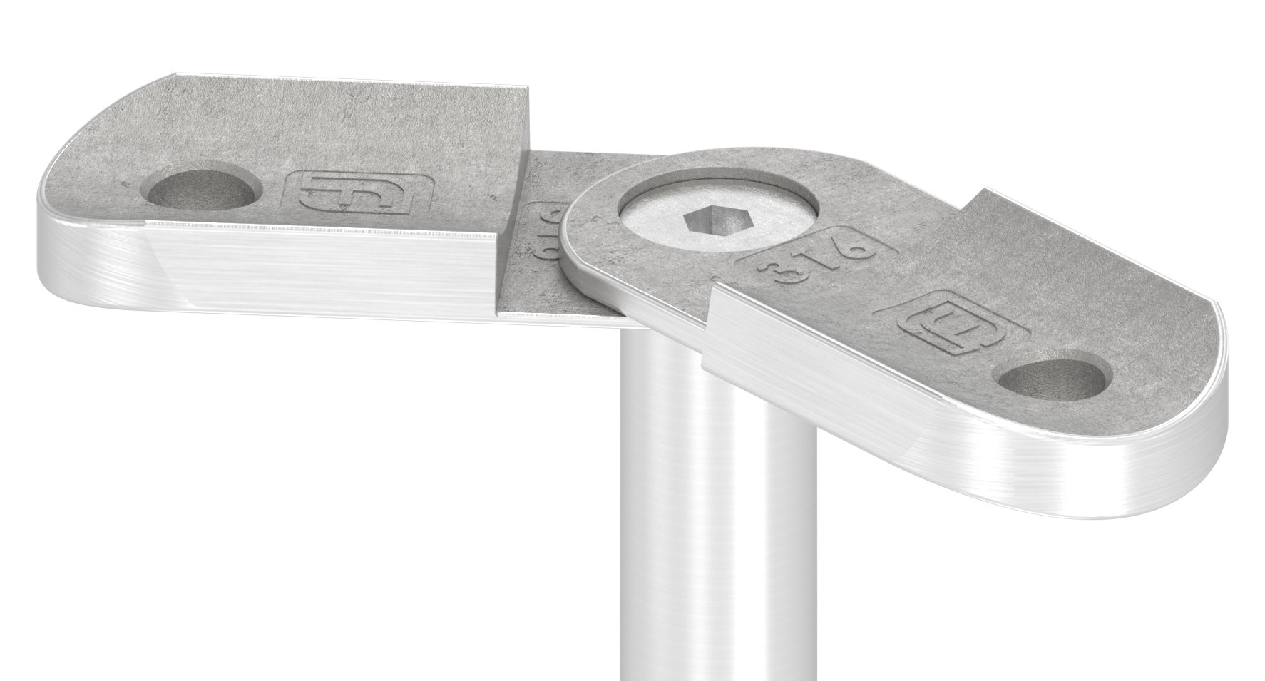 Handlaufanschlussplatte verstellbar, 42,4mm, V4A