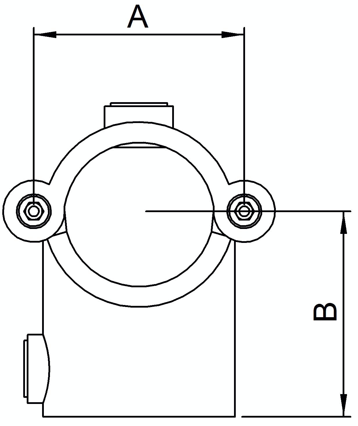 T-Stück aufklappbar, für Rohr Ø 48,3mm