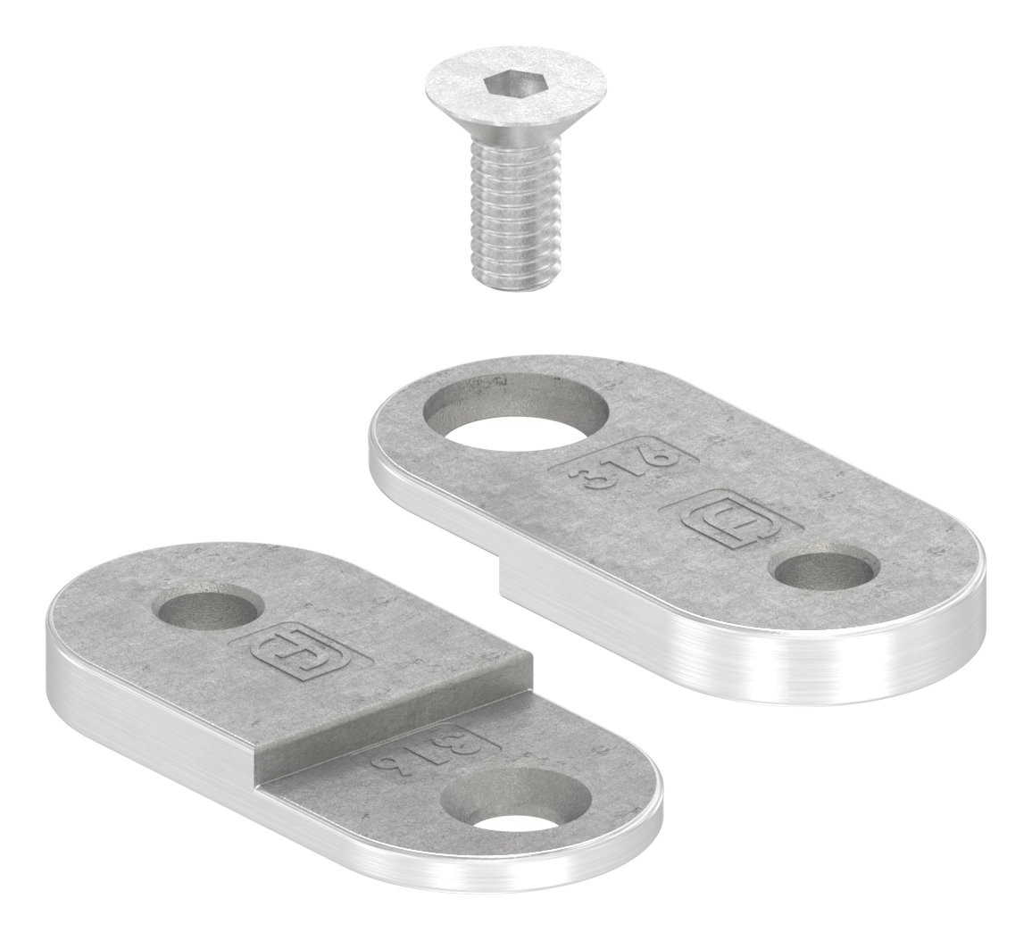 Handlaufanschlussplatte verstellbar, flach, V4A