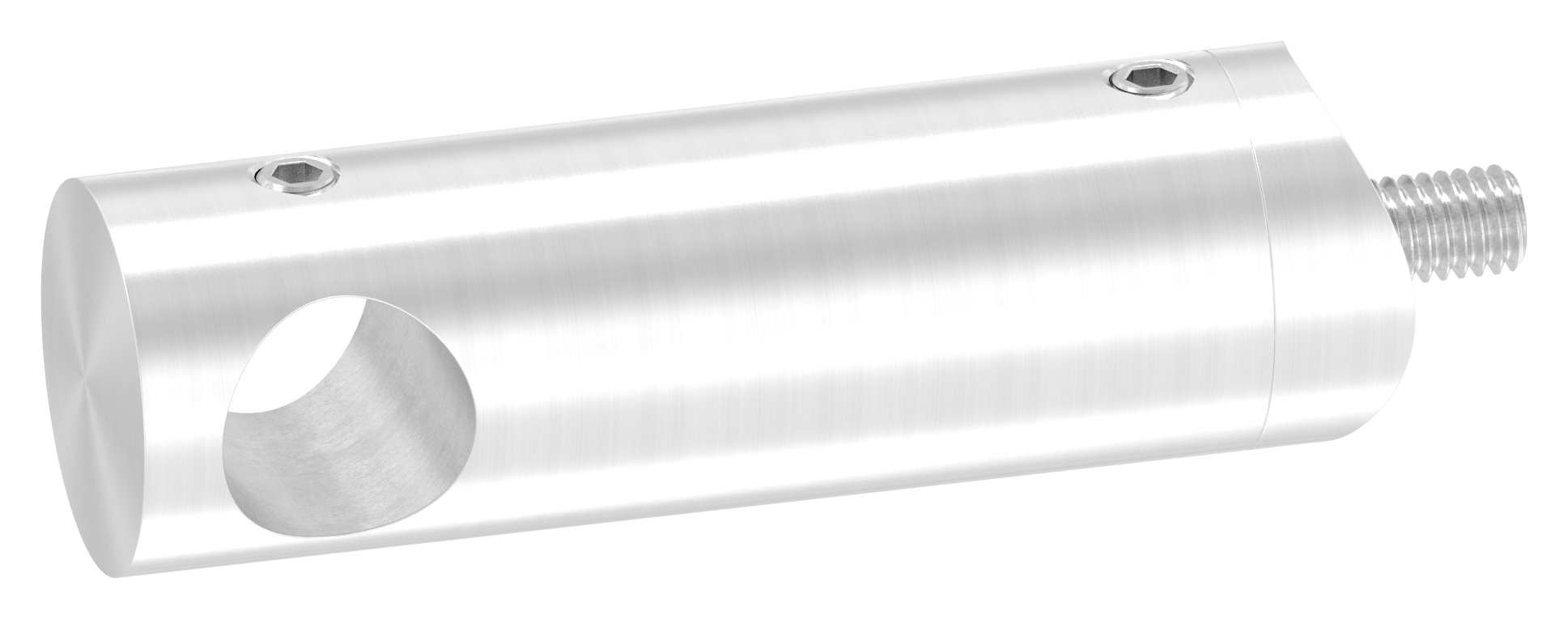 Querstabhalter verlängert, mit Durchgangsbohrung für 33,7mm Rohr, 14,2mm Bohrung, V2A