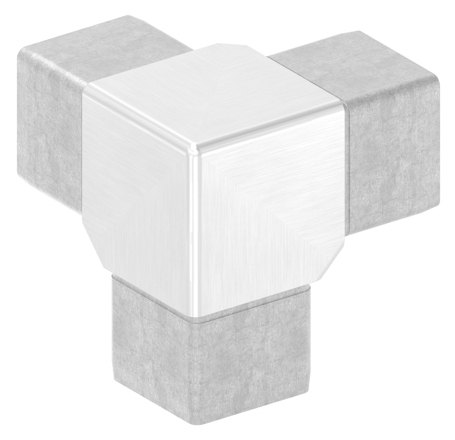 Eckstück 90° mit 3 Abgängen für Rohr 40x40x2,0mm