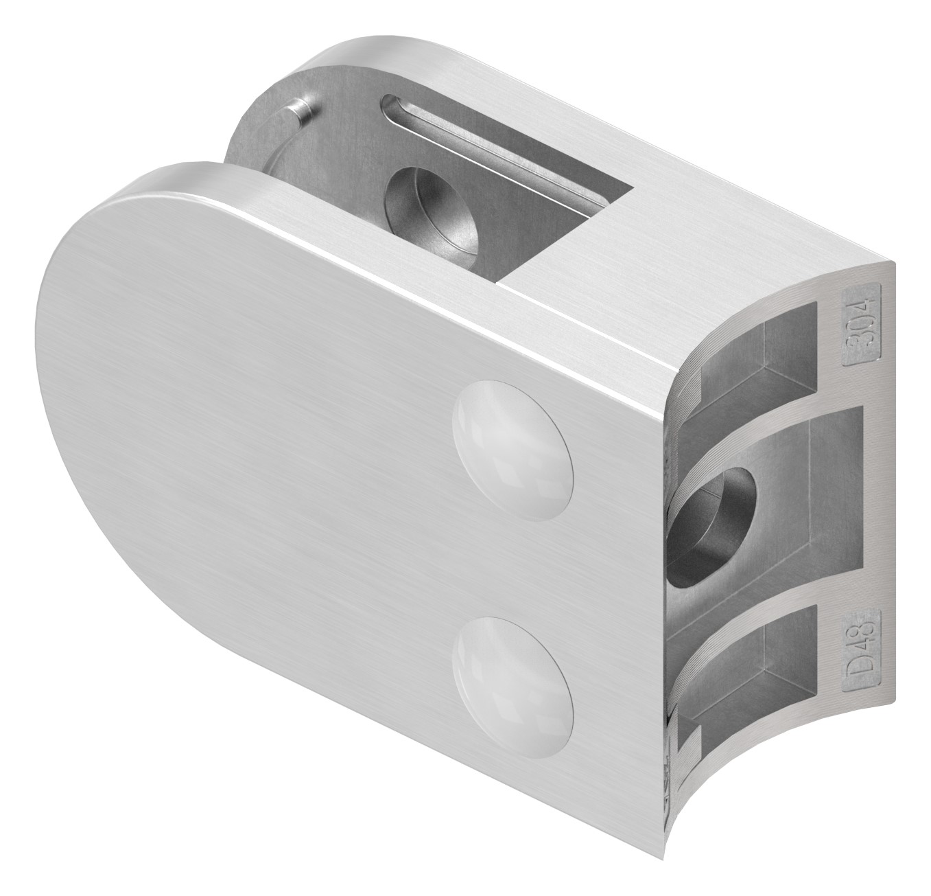Glasklemme Mod. 38, Anschluss: 48,3mm, V2A Glasklemme Mod. 38, Anschluss: 48,3mm, V2A