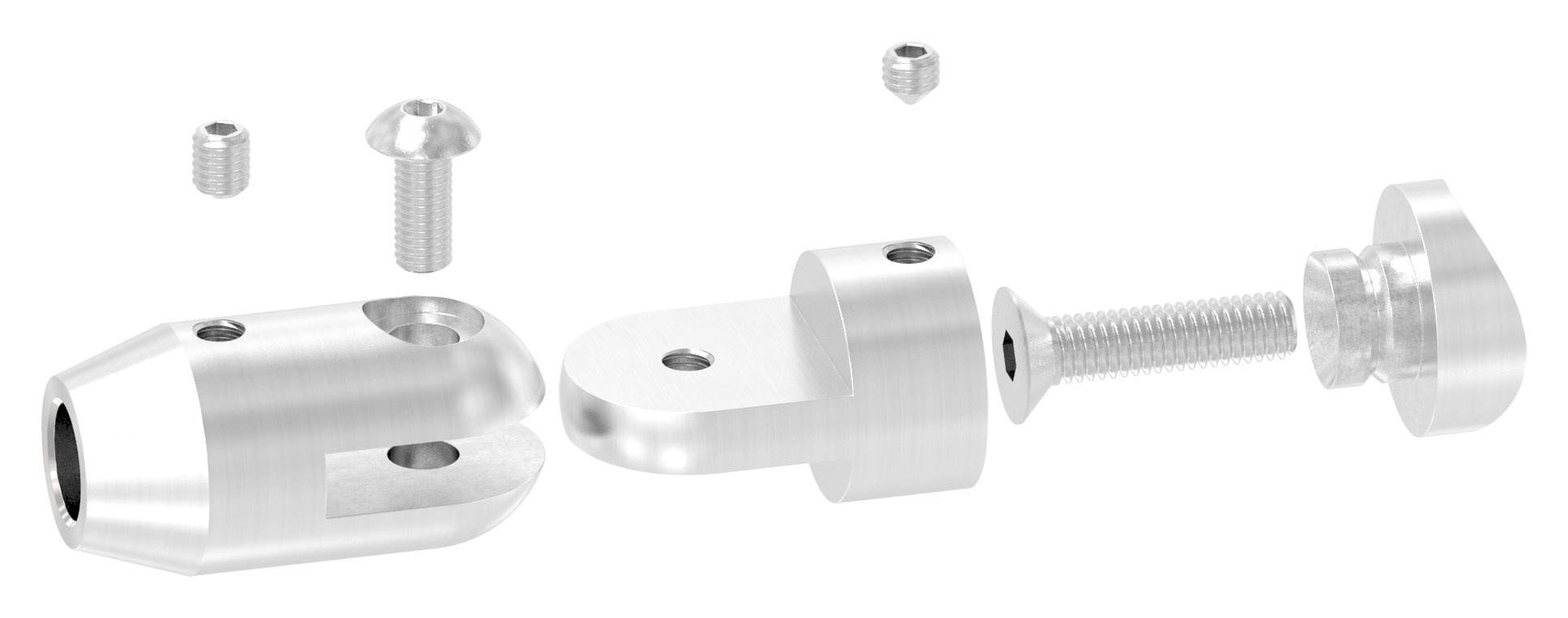 Querstabhalter mit Gelenk (zum Stoßen von vorne) 33,7mm Rohr, 10,2mm Bohrung, V2A