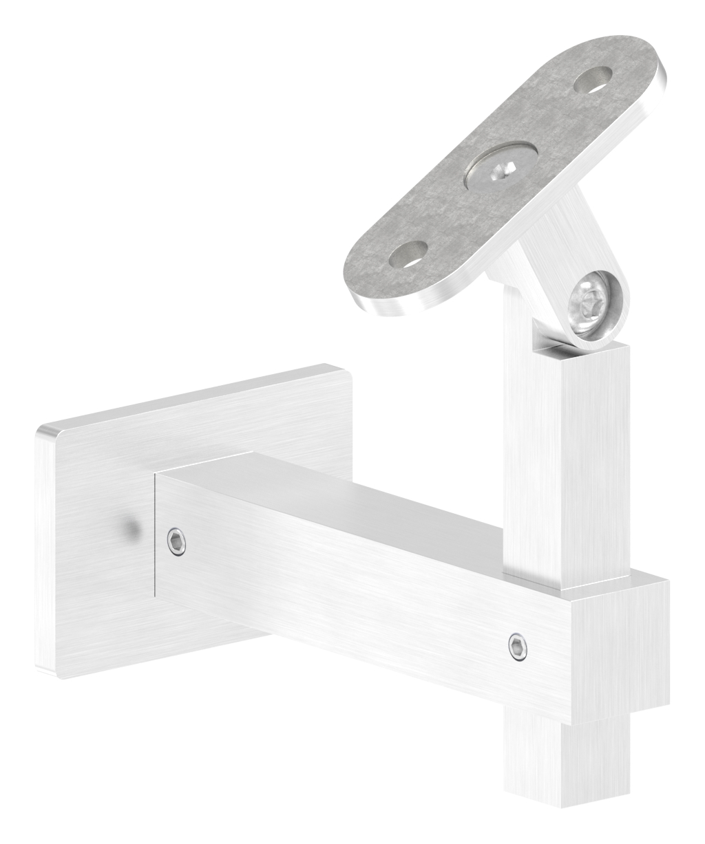 Handlaufhalter eckig mit gerader Handlaufanschlussplatte, V2A