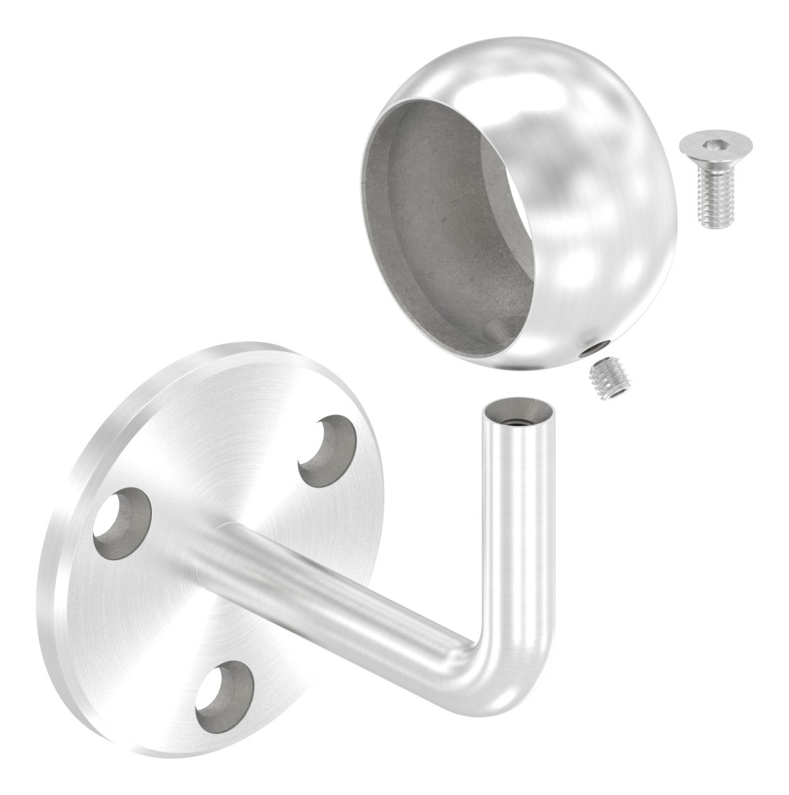 Handlaufhalter mit Kugelring für Rohr 42,4mm (Ronde und Bügel verschweißt), V2A