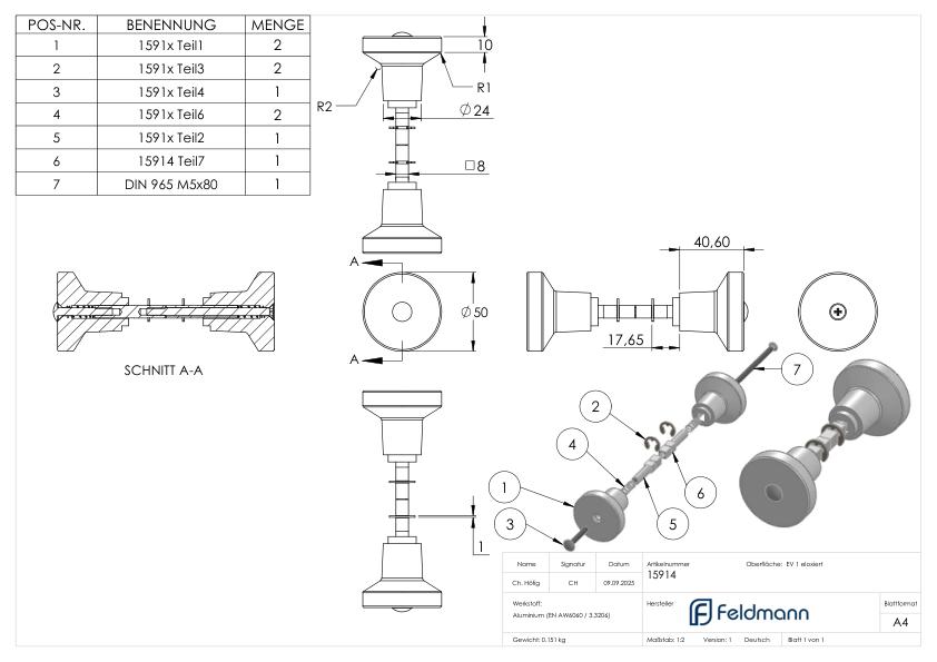 Kindersicherungsknopf als Paar, für GTS-Schlösser, ALU