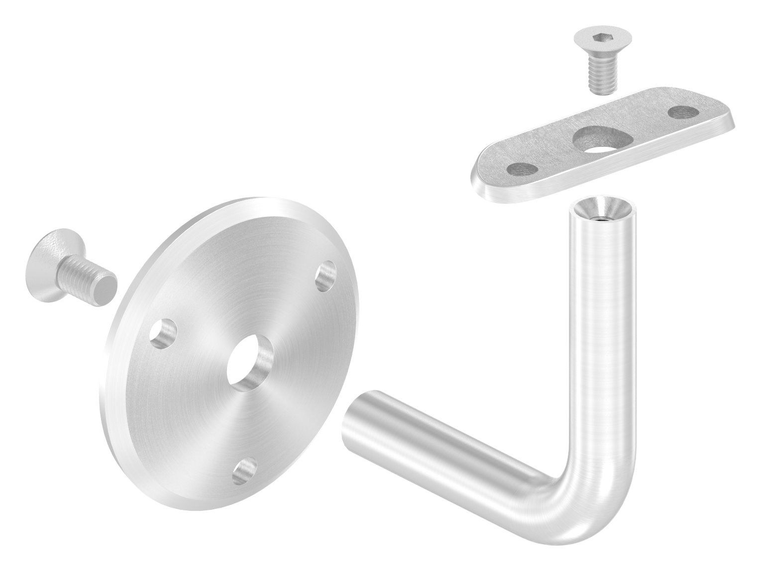 Handlaufhalter mit Handlaufanschlussplatte 42,4mm (Ronde und Bügel verschraubt), V2A