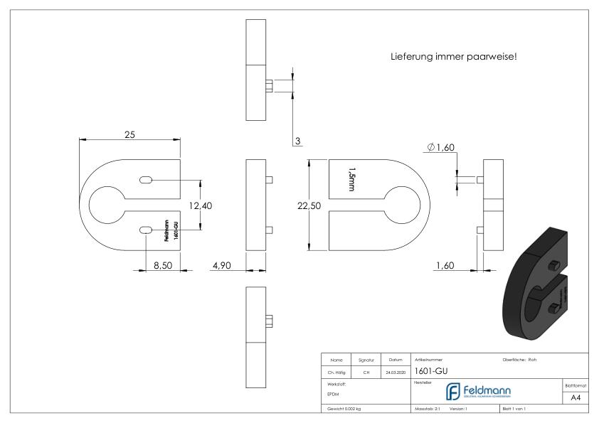 Gummi für Mod. 16, Blech 1,5 mm