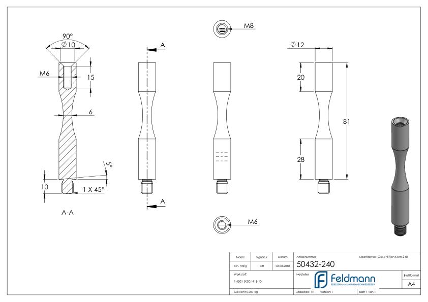 Stift Ø 12mm, L: 81mm, zum Biegen, V2A