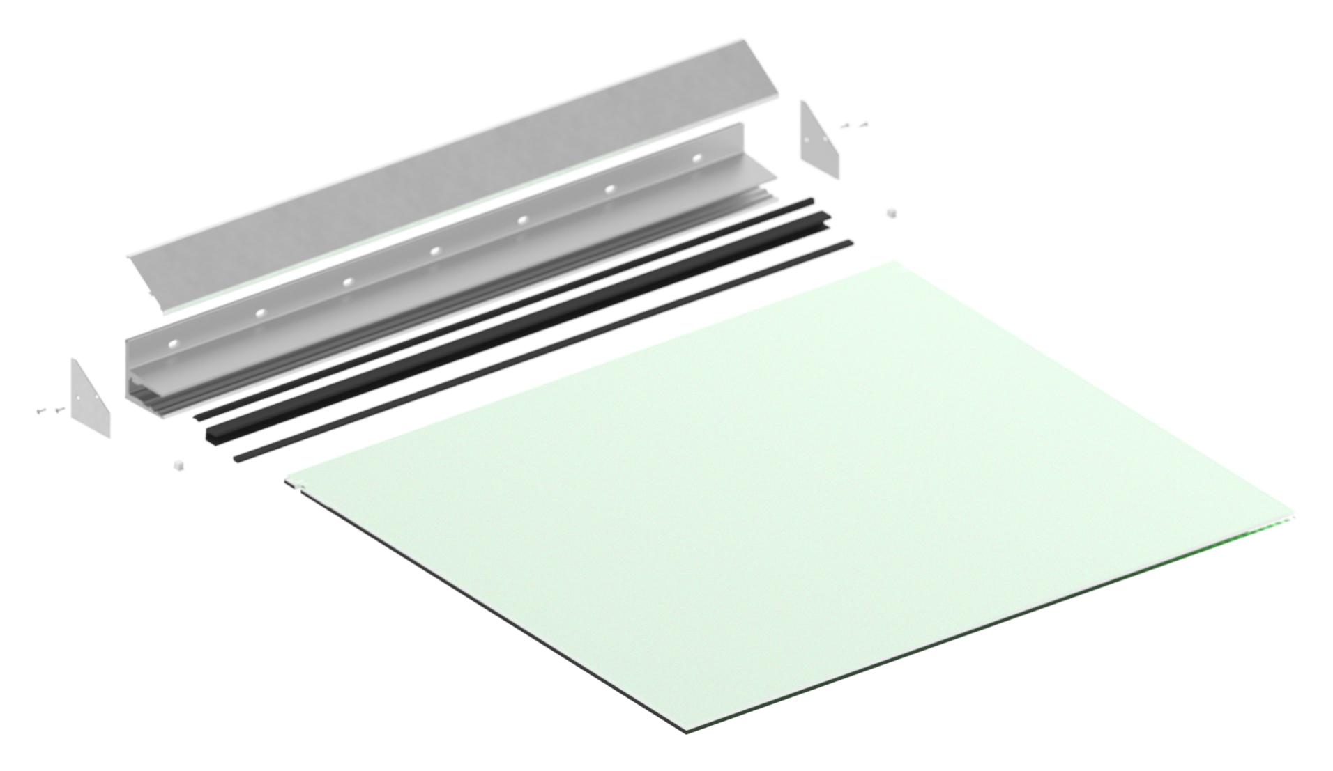 Set Angebot eleganza canopy, Profil +Glas 2000mm x1000mm (VSG 2x8mm TVG mit 1,52mm PVB)