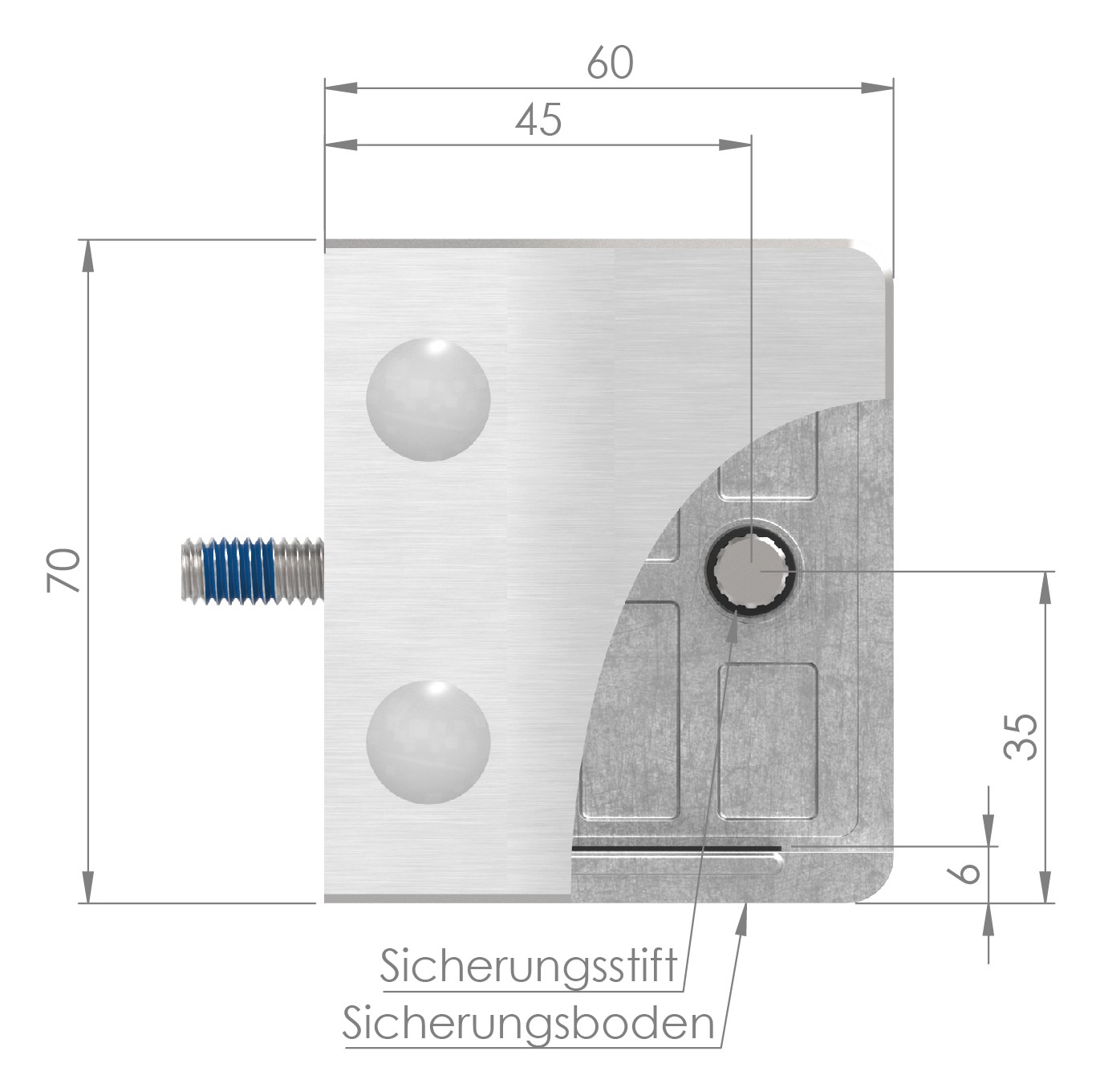 Glasklemme Mod. 39, Anschluss: 48,3mm, V4A Glasklemme Mod. 39, Anschluss: 48,3mm, V4A