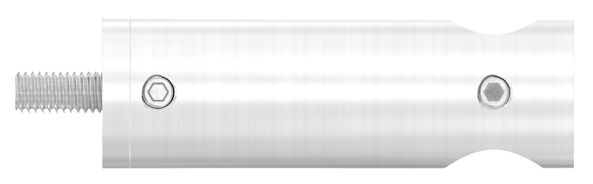 Querstabhalter verlängert, mit Durchgangsbohrung für geraden Anschluss, 14,2mm Bohrung, V2A