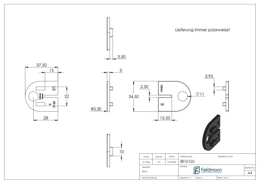 Gummi für Mod. 38 - für ESG 12mm