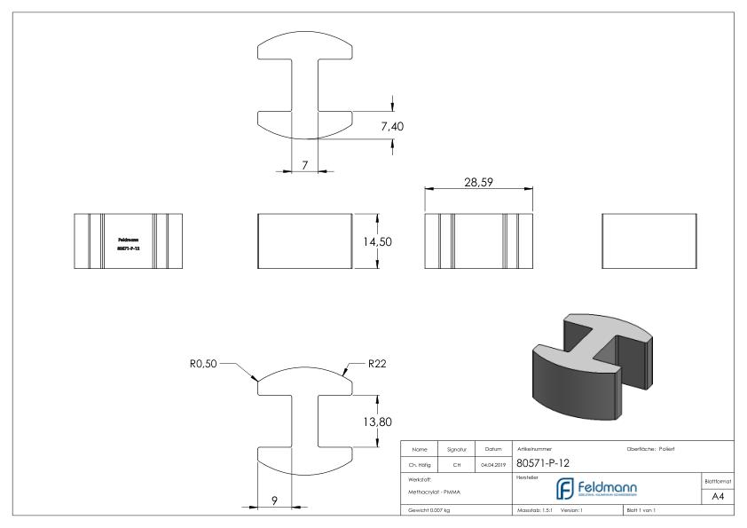 Glasausrichter für Ganzglasgeländer, für Glas 12,76 - 13,52mm