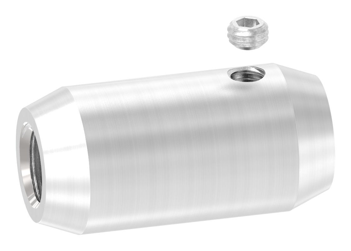 Stabverbinder  Ø18mm mit Gewinde M10 und Bohrung 12mm, V2A