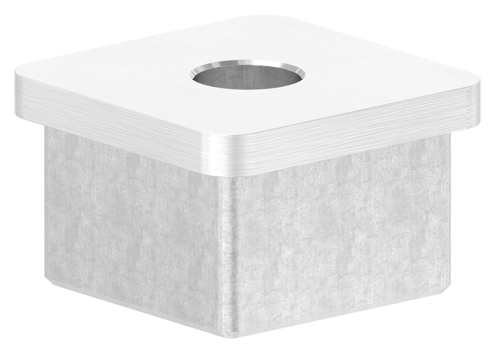 Einsteckkappe mit Bohrung Ø 12mm für Rohr 40x40x3,0mm, V2A