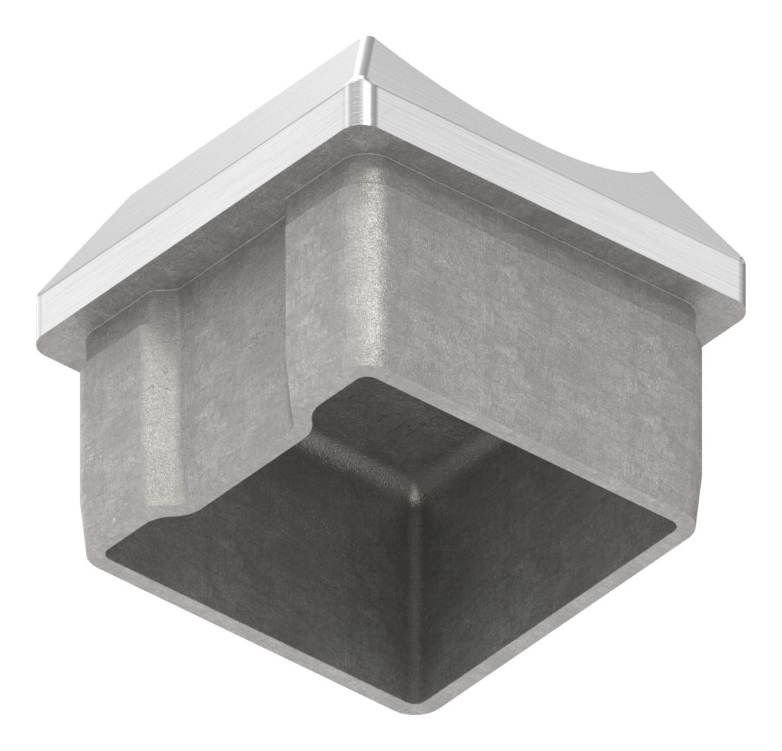 Rohrsattel, für 40 x 40 x 2,0mm, oben für Ø 42,4mm, V2A