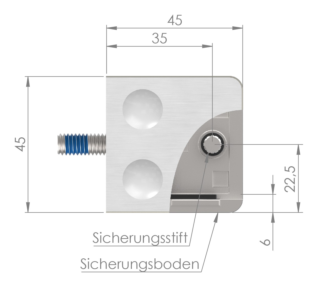 Glasklemme Mod. 31, Anschluss: 42,4mm, V4A Glasklemme Mod. 31, Anschluss: 42,4mm, V4A