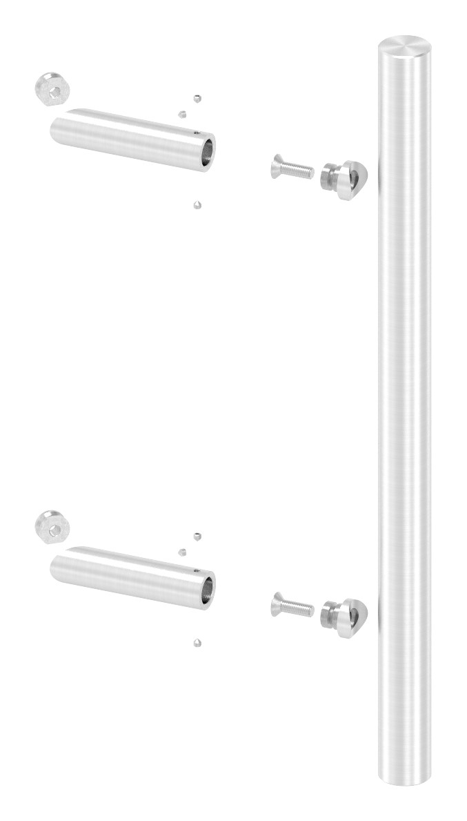 Stoßgriff inkl. Halter mit 45° Schräge 45° mit L: 500mm, V2A Stoßgriff inkl. Halter mit 45° Schräge 45° mit L: 500mm, V2A