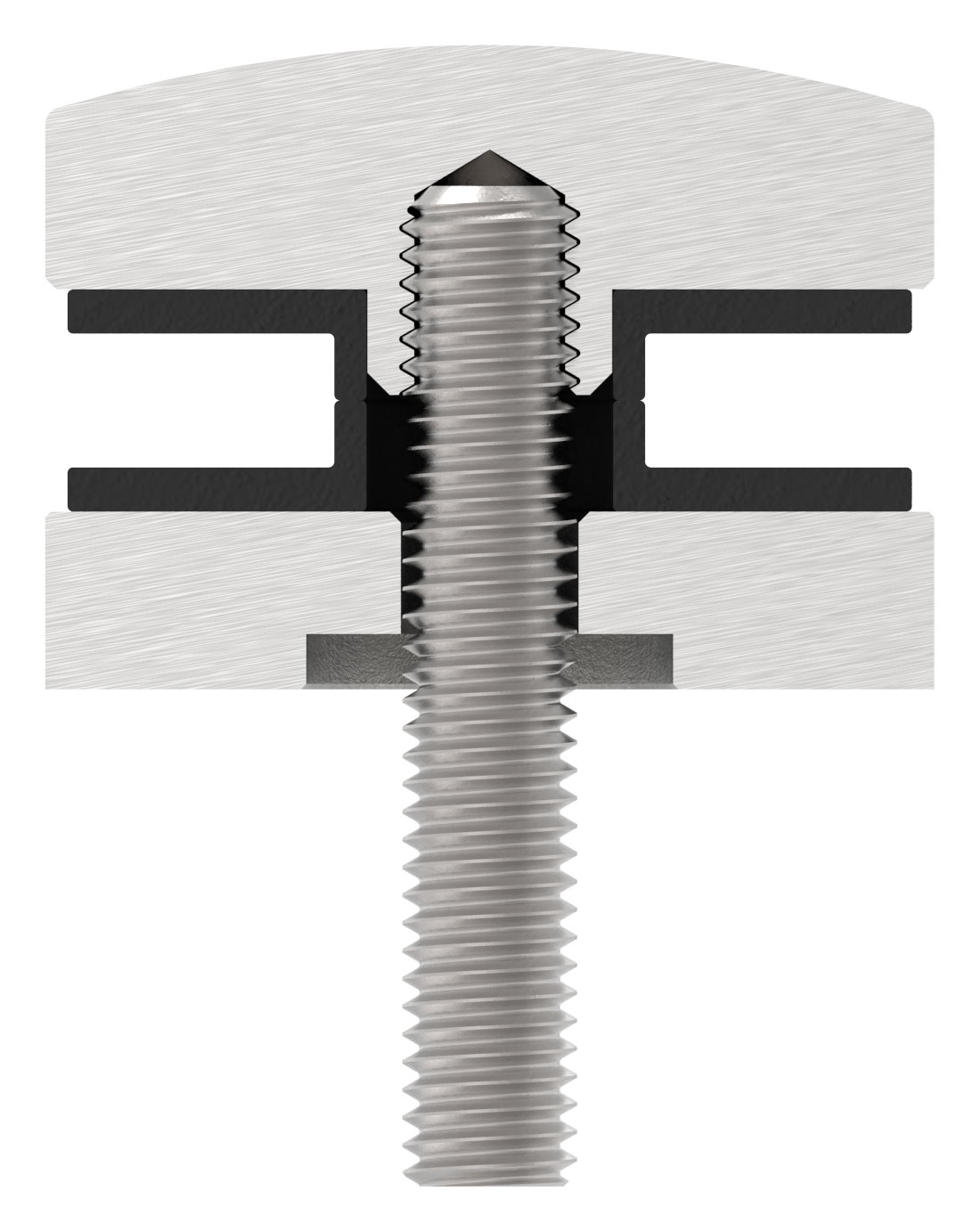 Glaspunkthalter 40mm, Anschluss: 42,4mm, V2A