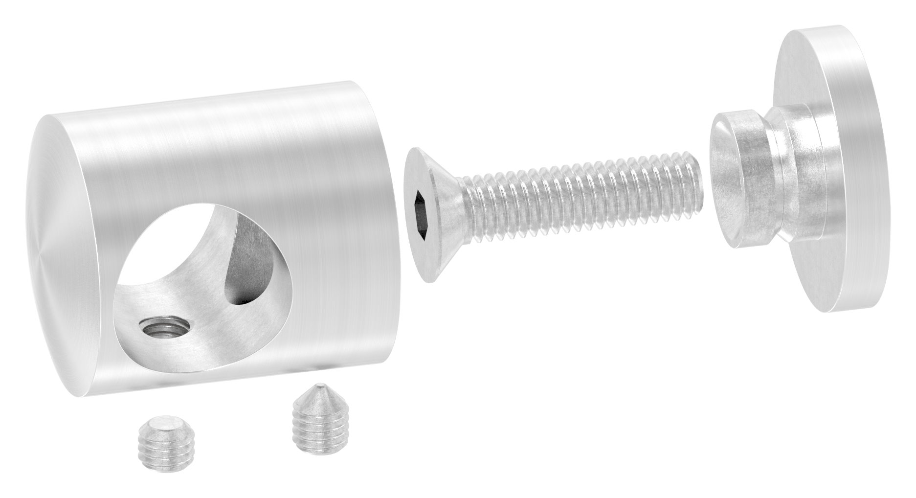 Querstabhalter für geraden Anschluss, 16,2mm Bohrung, V2A