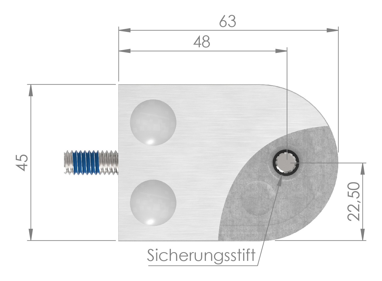 Glasklemme Mod. 32, Anschluss: 42,4mm, VA-Effekt