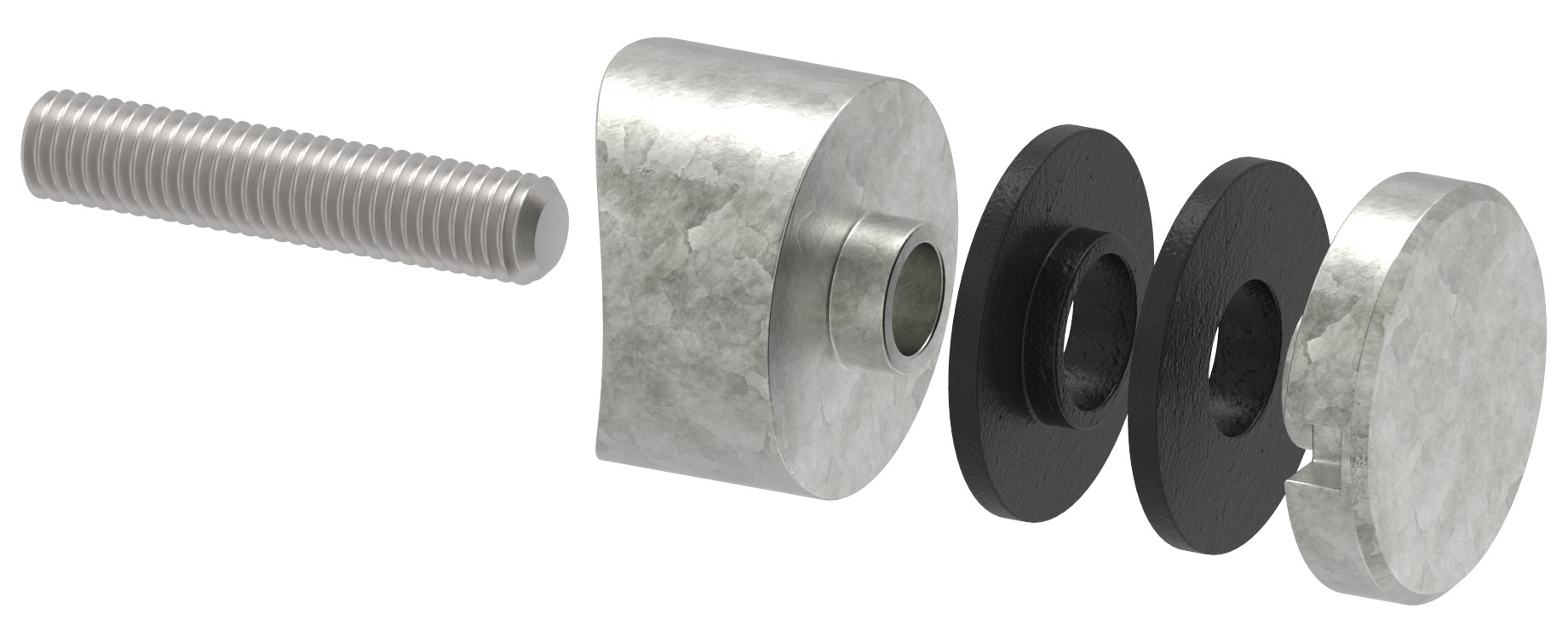 Glaspunkthalter 30mm, Anschluss: 42,4mm, Zink roh