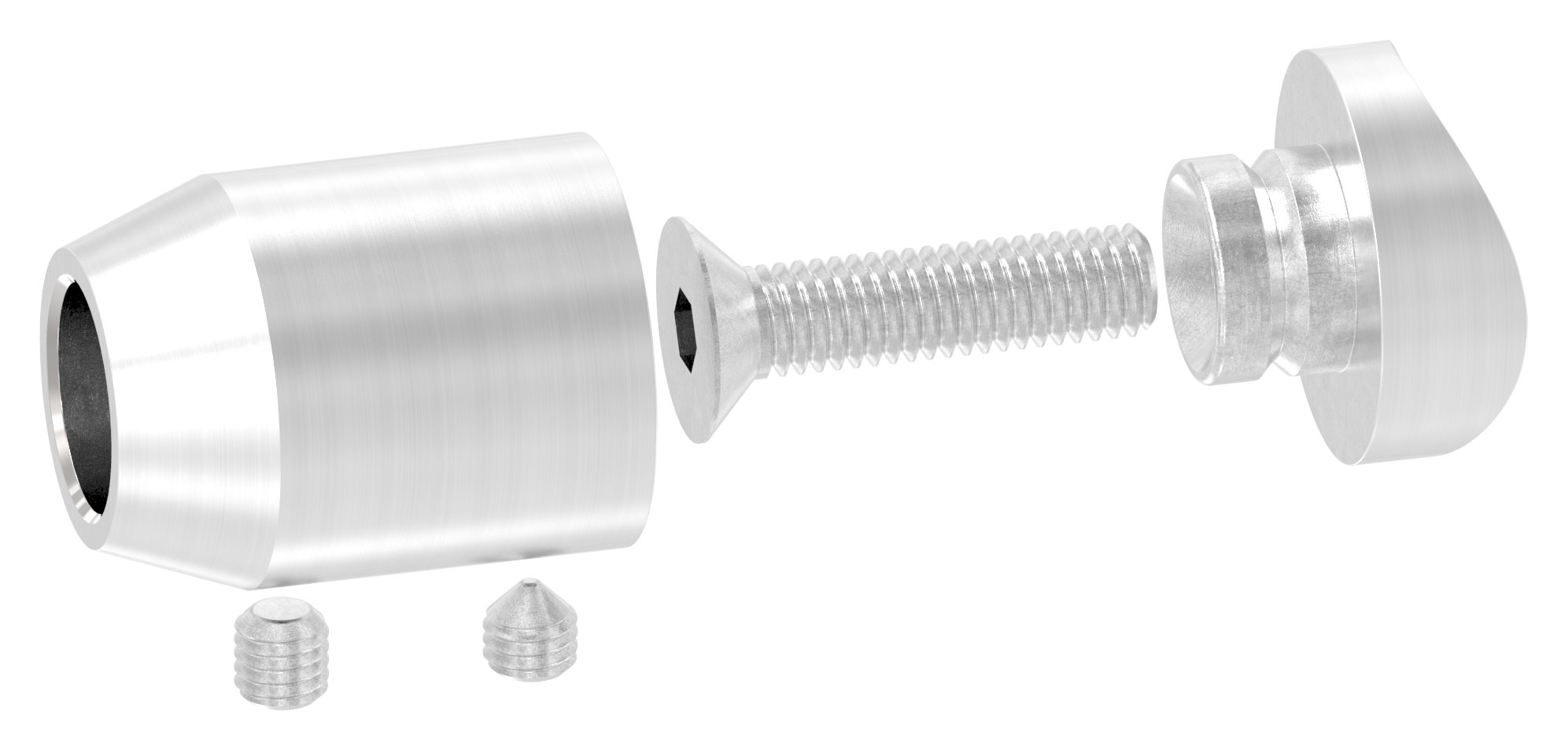 Querstabhalter (zum Stoßen vorne) für 33,7mm Rohr, Bohrung vorne 12,2mm, V2A