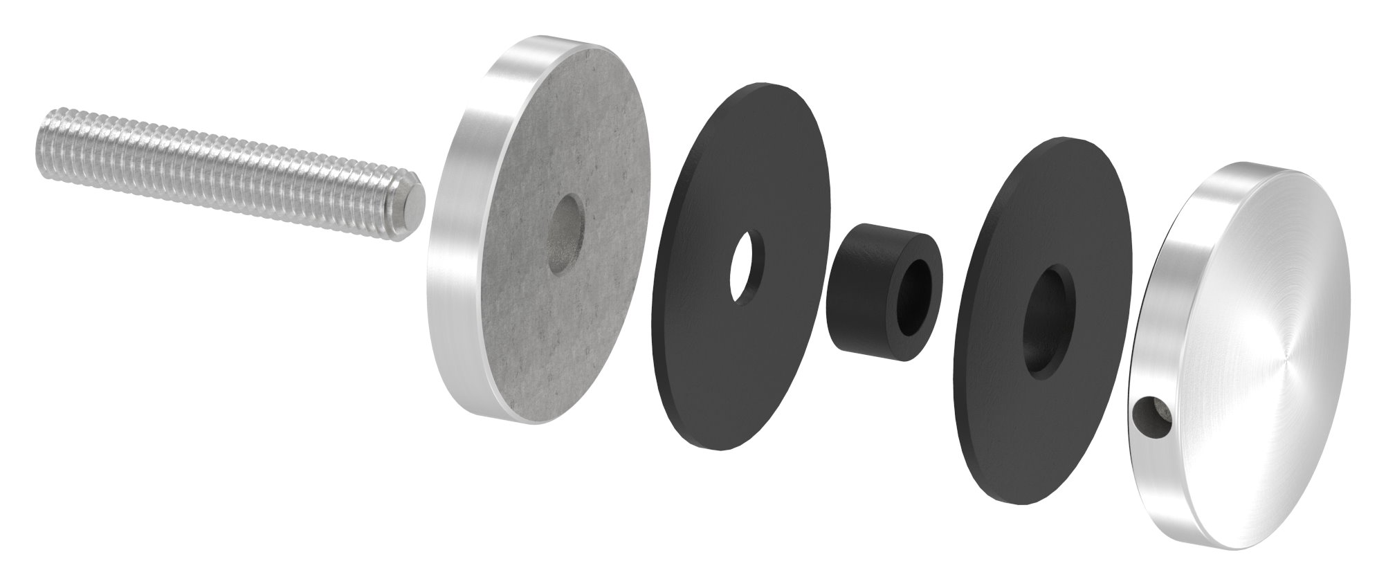 Glaspunkthalter 52mm, Anschluss: flach, V4A