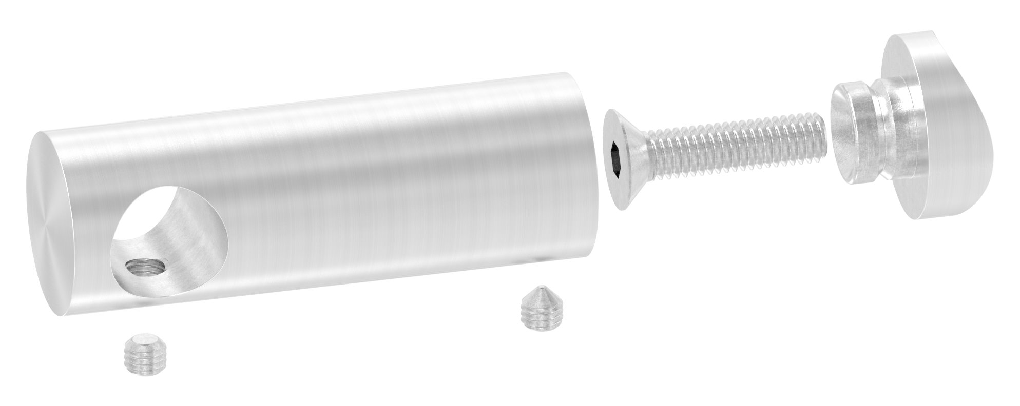 Querstabhalter verlängert, mit Durchgangsbohrung für 33,7mm Rohr, 14,2mm Bohrung, V2A