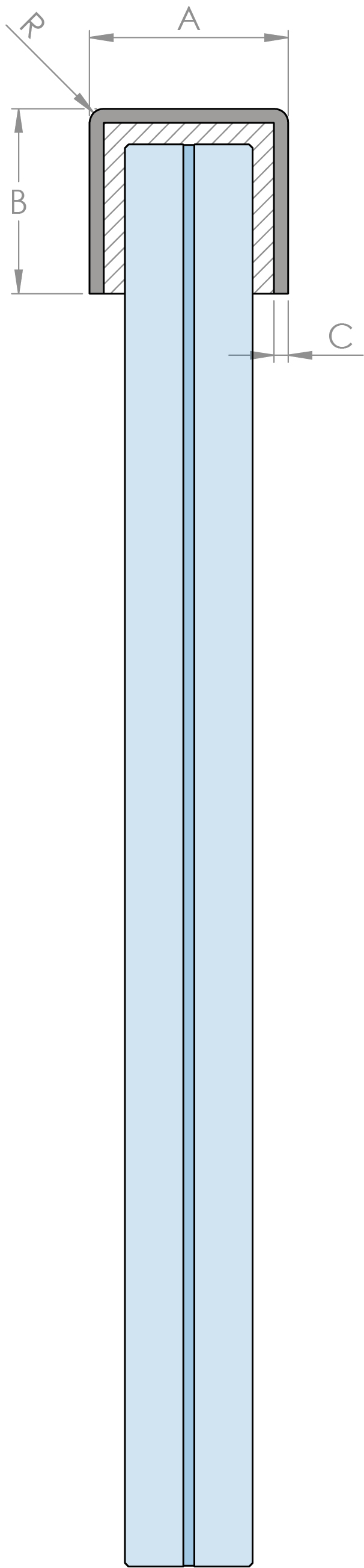 Aluminium-U-Profil, 22x12x2mm, L: 3000mm