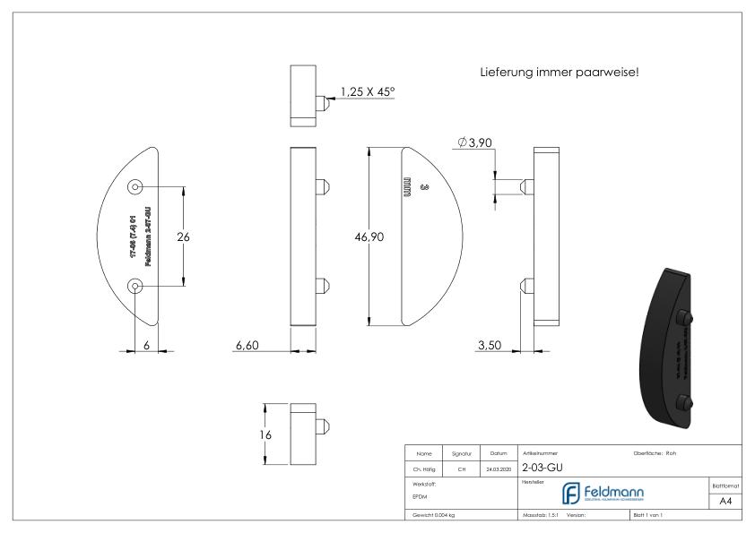 Gummi für Mod. 20/21, Blech 3,0mm