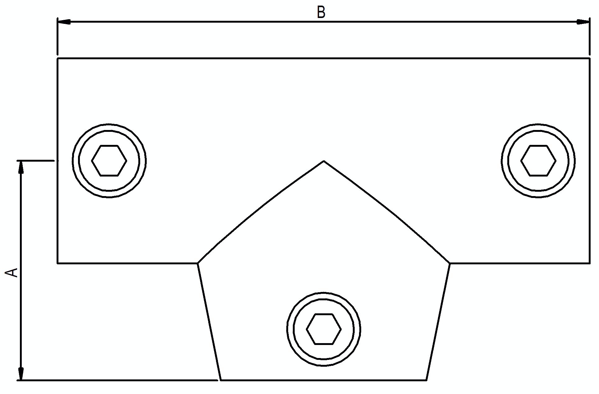 T-Stück lang, schräg, variabel, für Rohr Ø 33,7mm