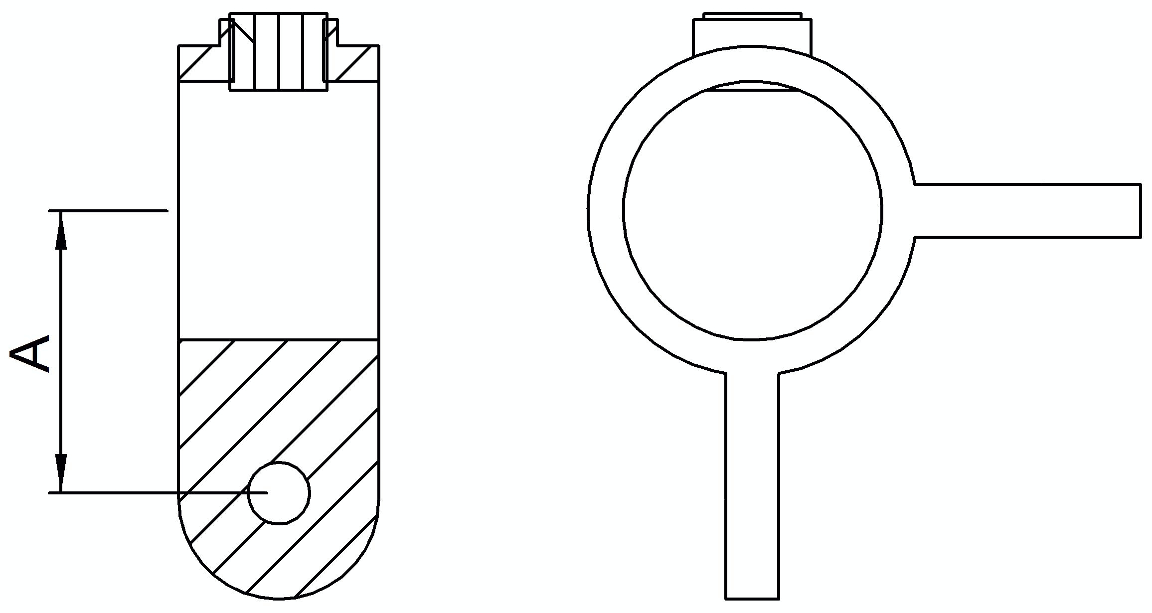 Halter mit 2 Laschen, 90°, für Rohr Ø 33,7mm