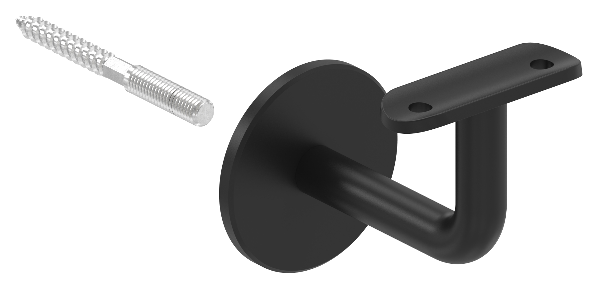 Handlaufhalter mit Platte 42,4mm, (Ronde und Bügel verschweißt), V2A in RAL 9005 beschichtet