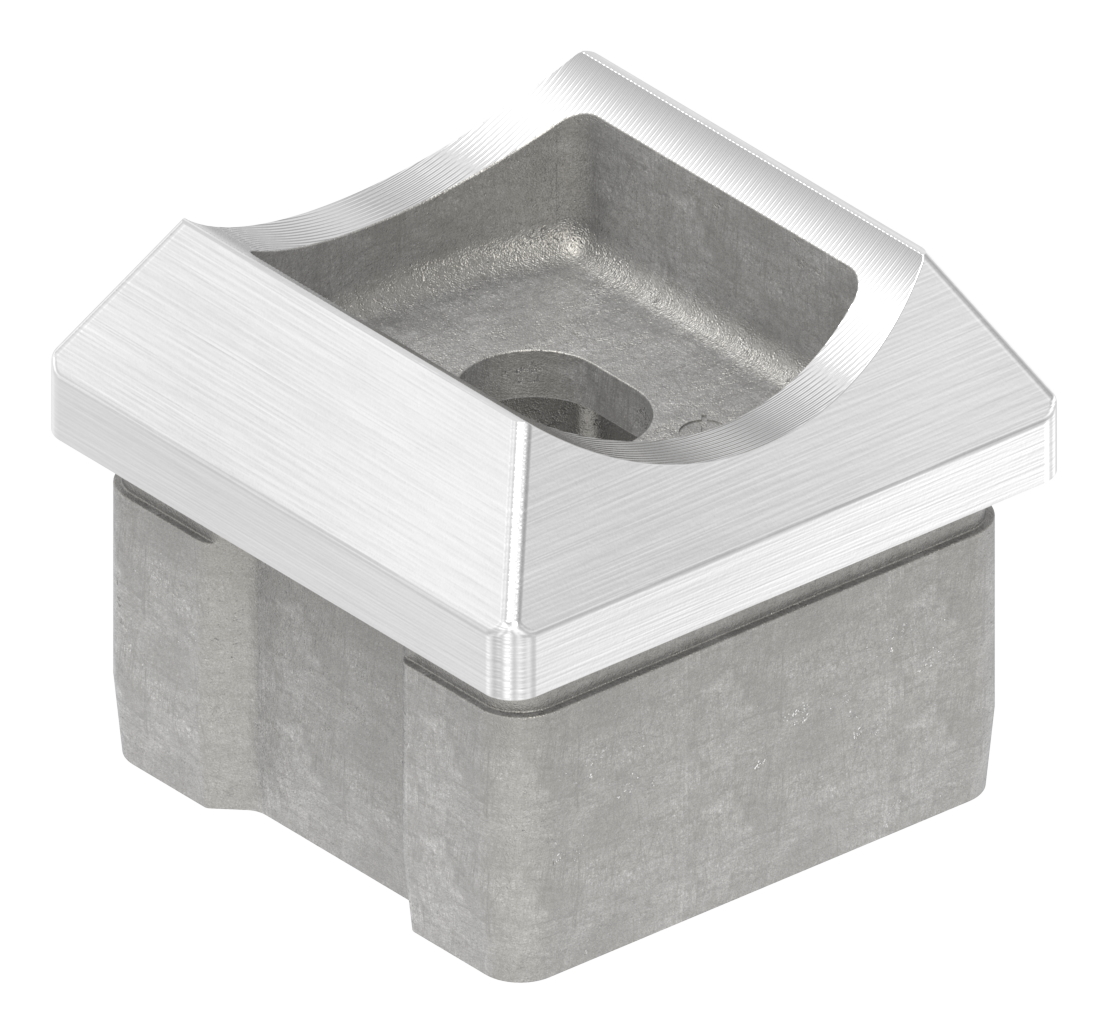 Rohrsattel, für 40 x 40 x 2,0mm, oben für Ø 42,4mm, V2A