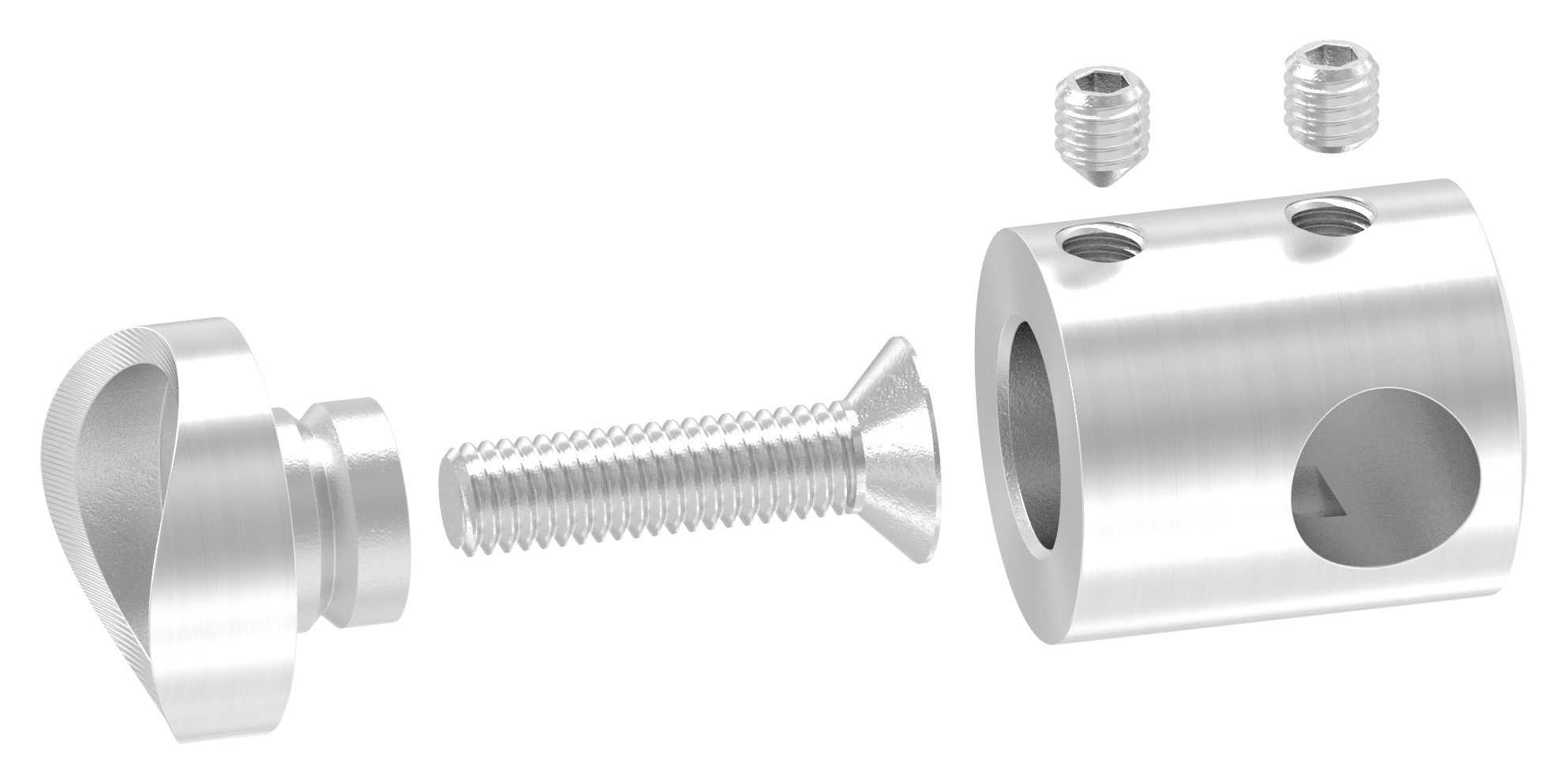 Querstabhalter für 33,7mm Rohr, Sackloch rechts 10,2mm, V2A