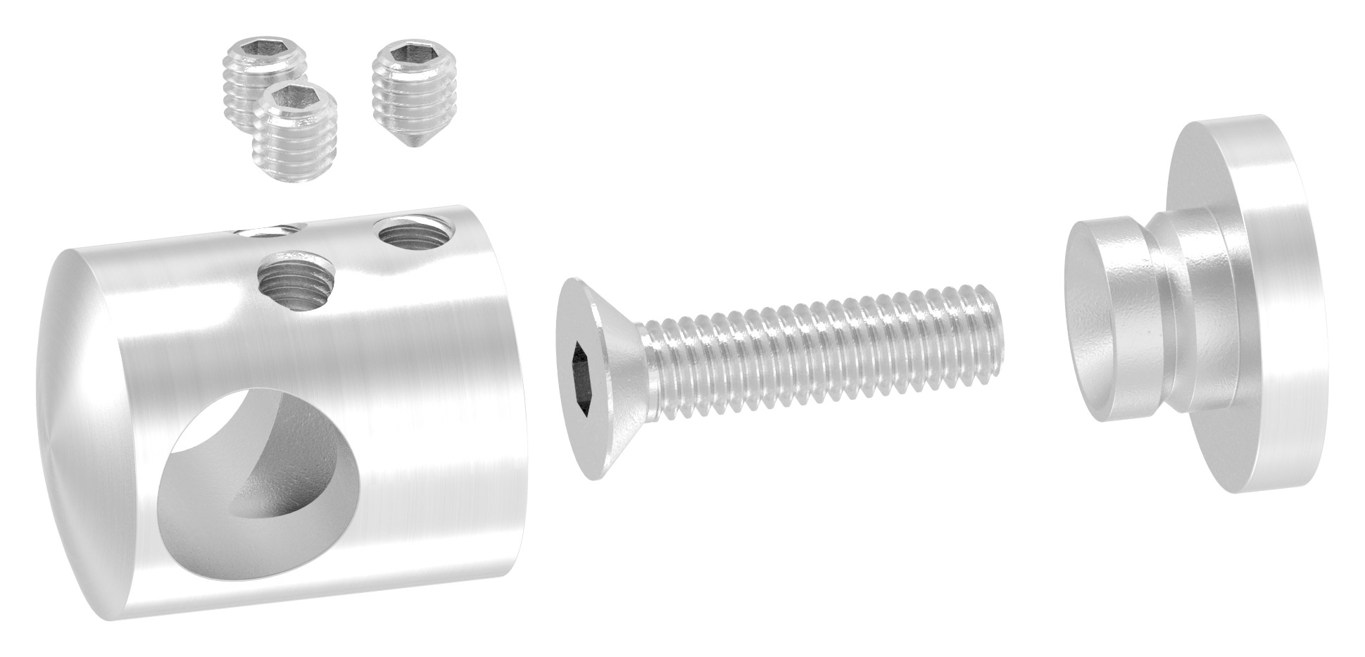 Querstabhalter zum Stoßen für geraden Anschluss, 12,2mm Bohrung, V2A