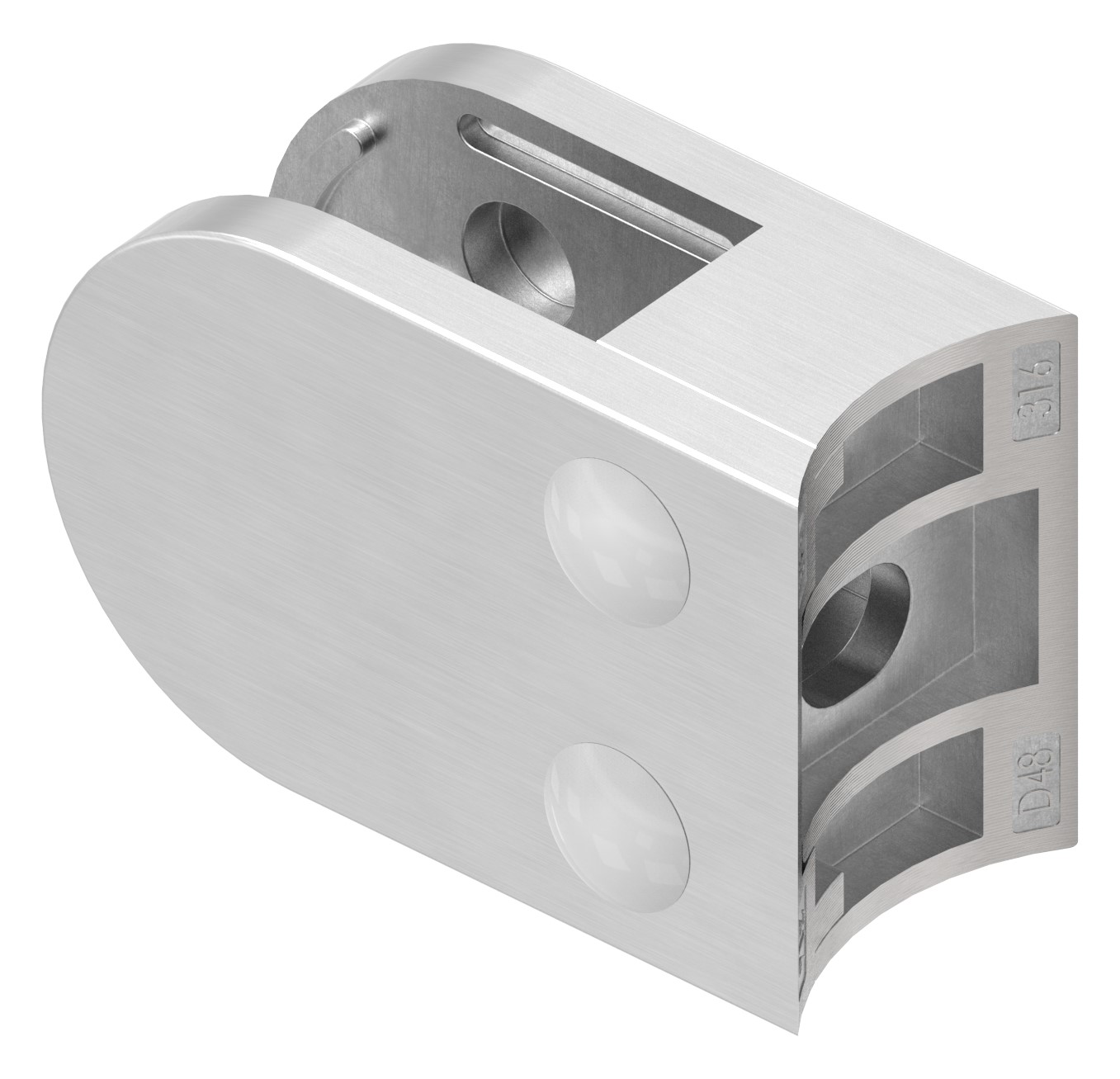 Glasklemme Mod. 38, Anschluss: 48,3mm, V4A Glasklemme Mod. 38, Anschluss: 48,3mm, V4A