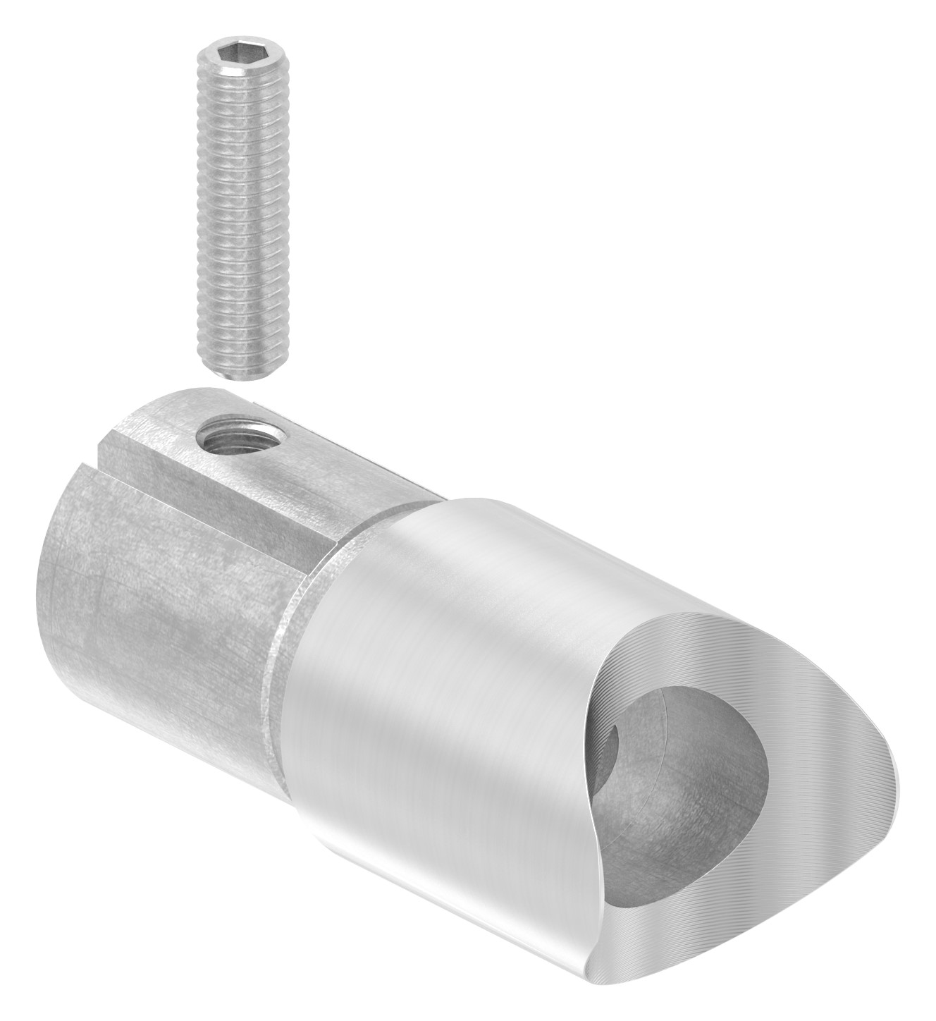 Anschlussstück 90°, Anschluss oben: 33,7mm, V2A
