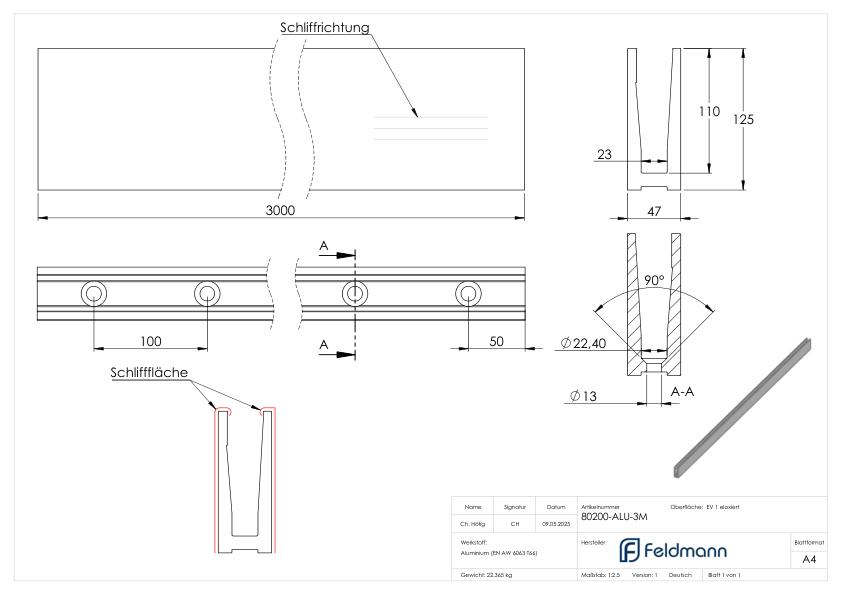 Alu-Profil ELEGANZA STRONG aufgesetzte Montage, L: 3000mm Alu-Profil ELEGANZA STRONG aufgesetzte Montage, L: 3000mm