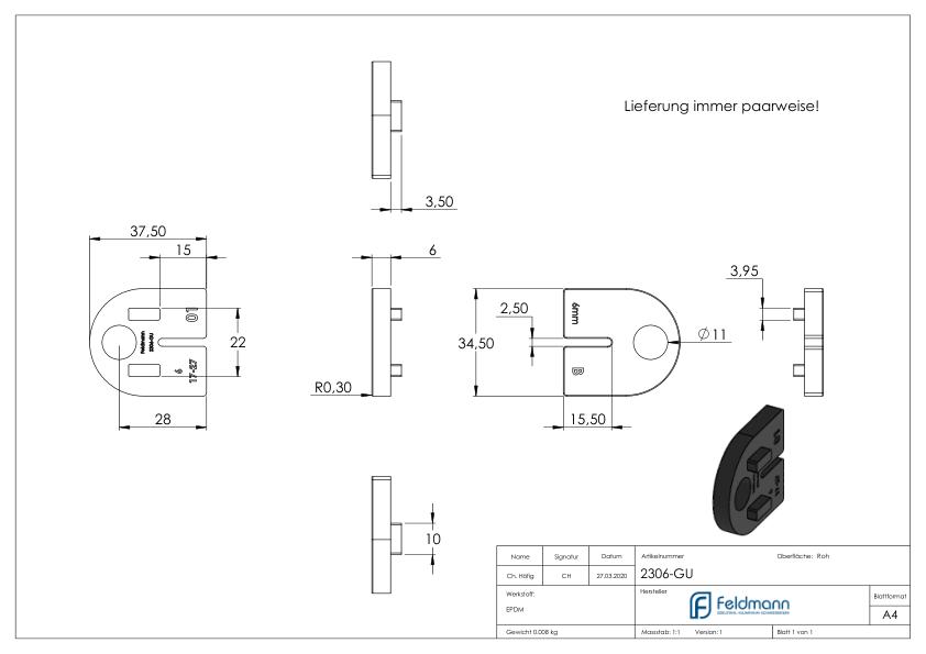 Gummi für Mod. 23 - für ESG 6mm