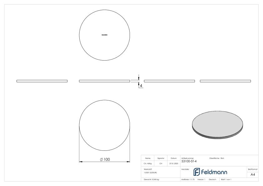 Ronde 100x4mm