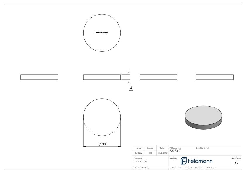 Ronde 30x4mm