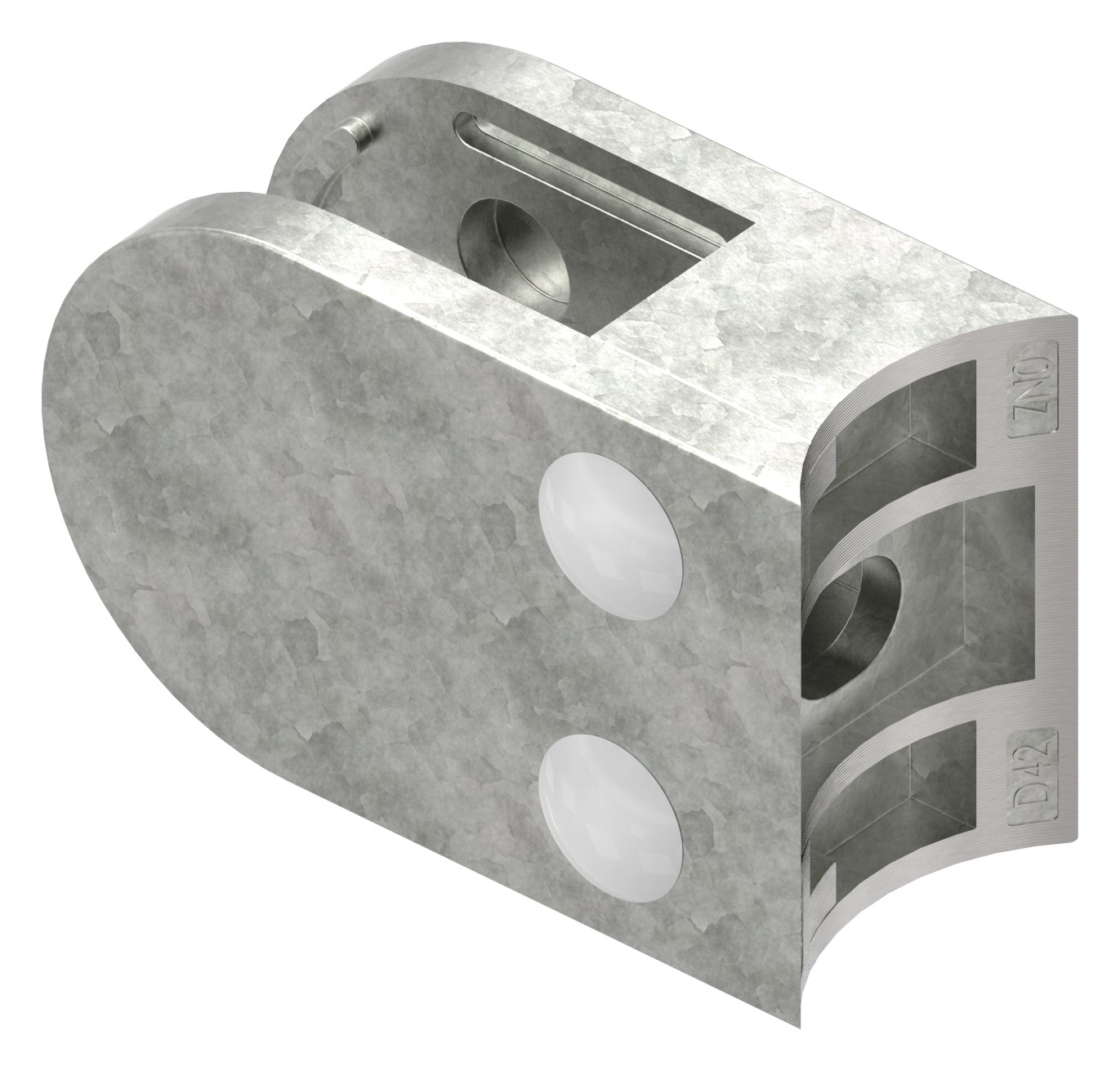 Glasklemme Mod. 38, Anschluss: 42,4mm, Zink roh Glasklemme Mod. 38, Anschluss: 42,4mm, Zink roh