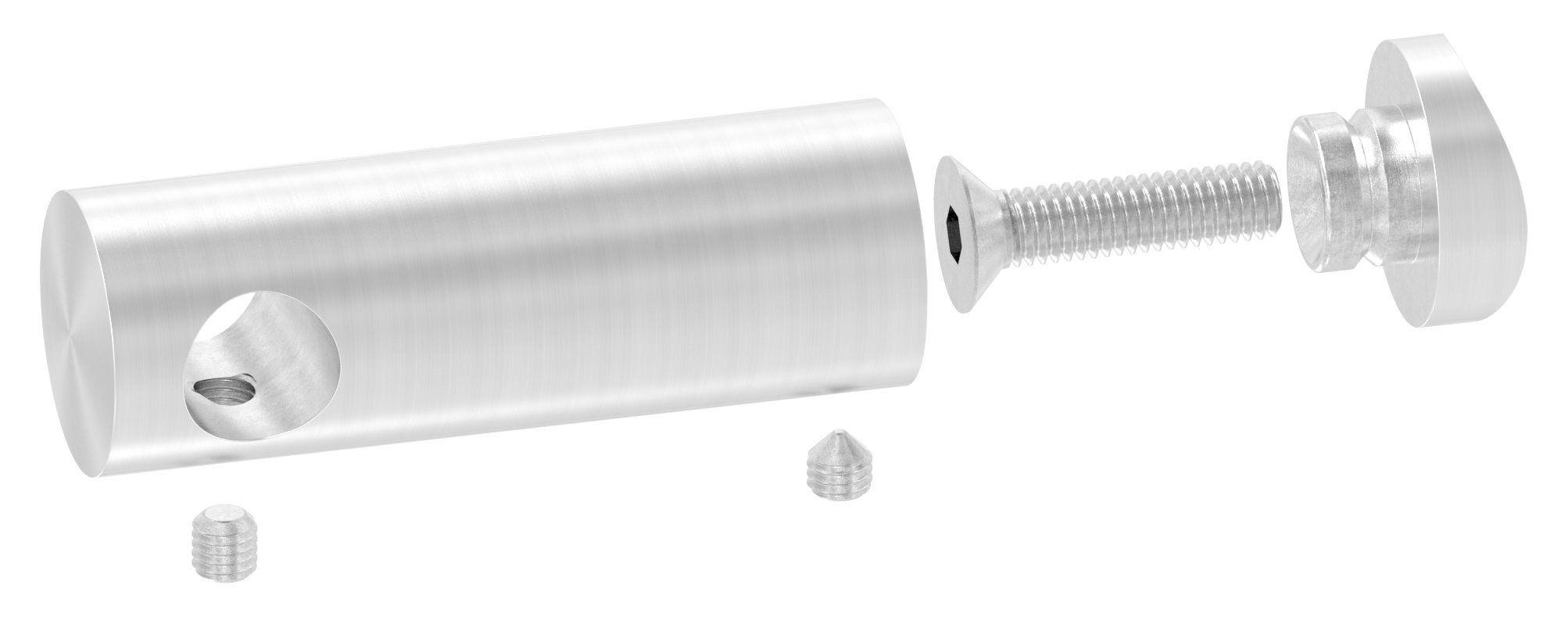 Querstabhalter verlängert, mit Durchgangsbohrung für 42,4mm Rohr, 12,2mm Bohrung, V2A