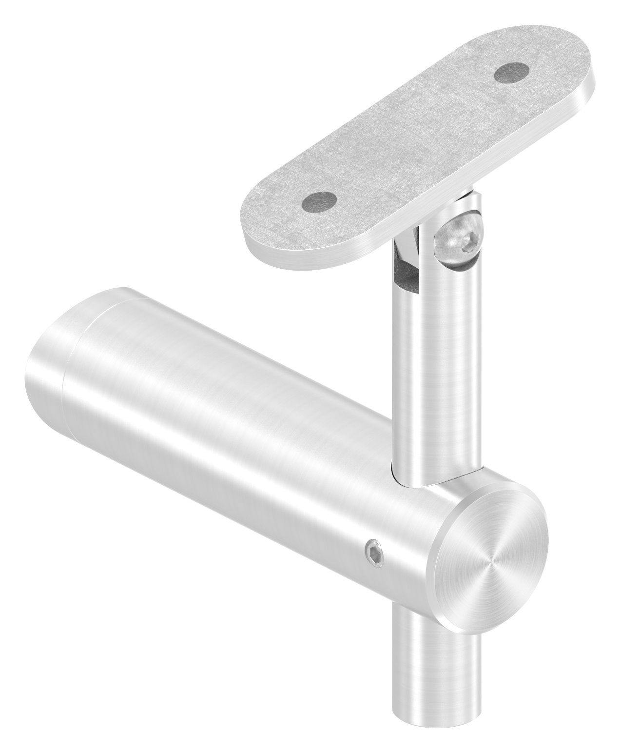 Handlaufhalter mit Gelenk, Handlaufanschlussplatte flach, V2A